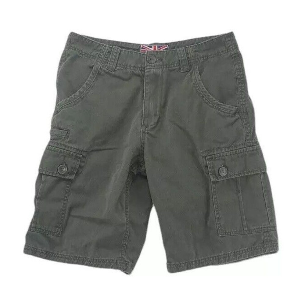 1688 Revolution Shorts Mens Size 30 Flat Front 100% Cotton Green Casual Cargo